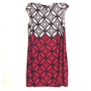 R&K Blue, Red and White Cap Sleeve Sheath Dress
